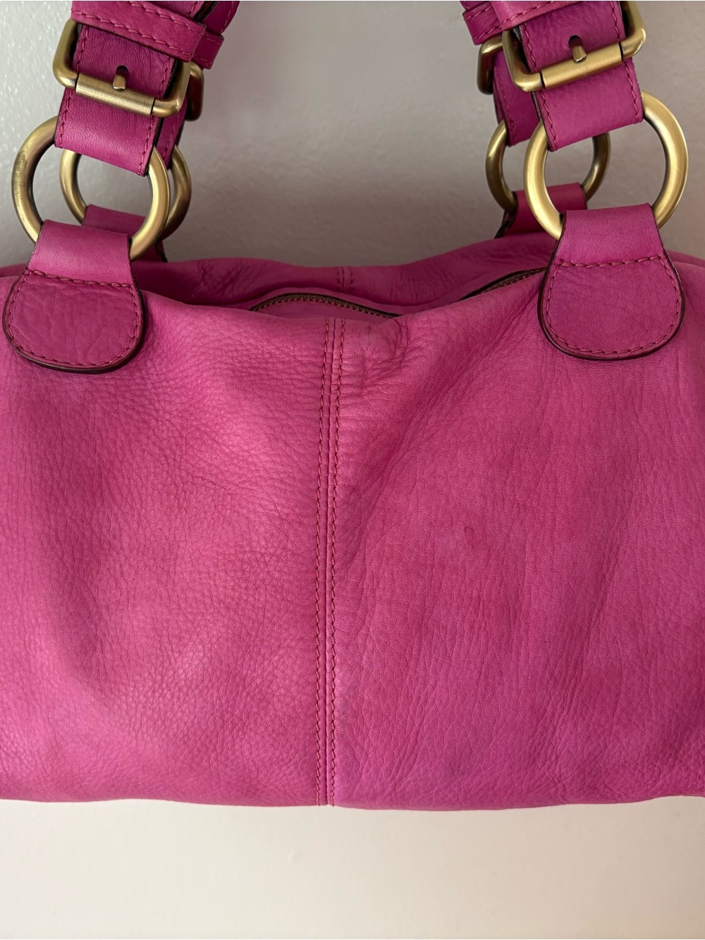 Pink Leather Shoulder Bag - Stylish Everyday Tote